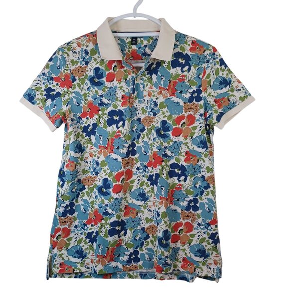 Lauren Ralph Lauren Polo Shirt Black Label Floral Short Sleeve Top Womens Small - Picture 1 of 6